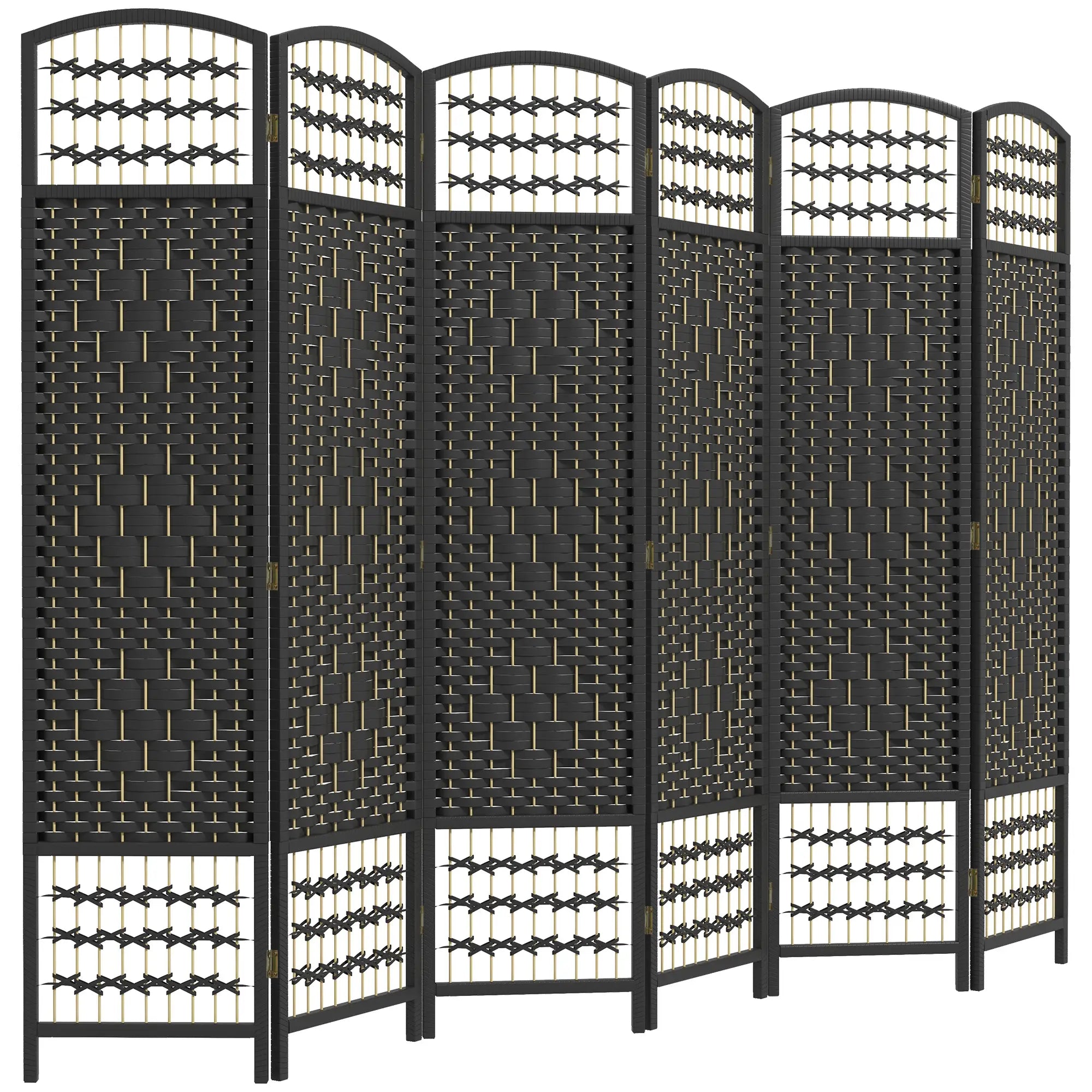 6 Panel Folding Room Divider, Portable Privacy Screen, Black Room Dividers at Gallery Canada