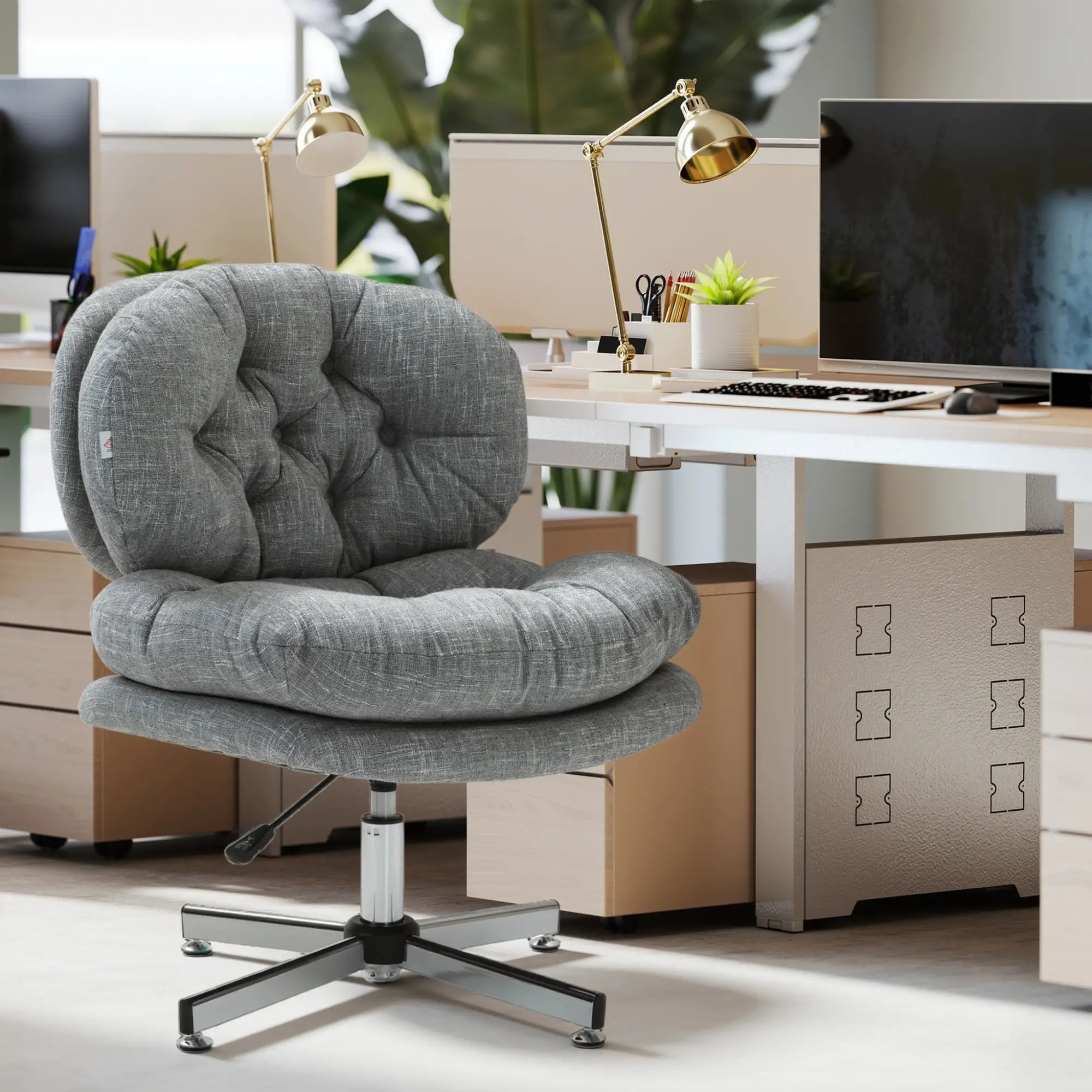 Armless Office Chair, Wide Padded Seat, Adjustable Height, Grey Task Chairs at Gallery Canada