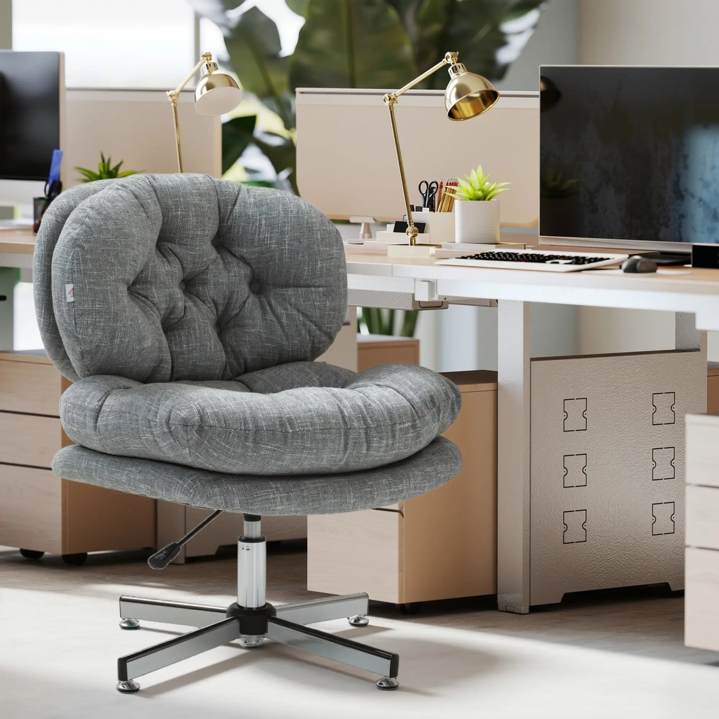 Armless Office Chair, Wide Padded Seat, Adjustable Height, Grey Task Chairs at Gallery Canada