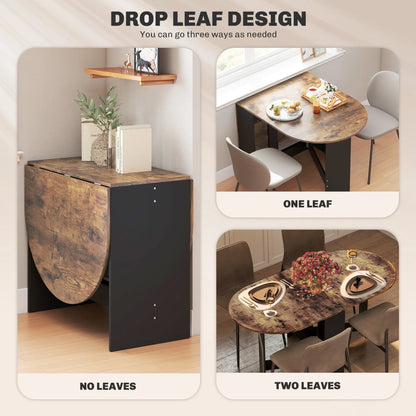 Oval Folding Dining Table, Drop Leaf Kitchen Table, Rustic Brown, Brown Dining Tables at Gallery Canada