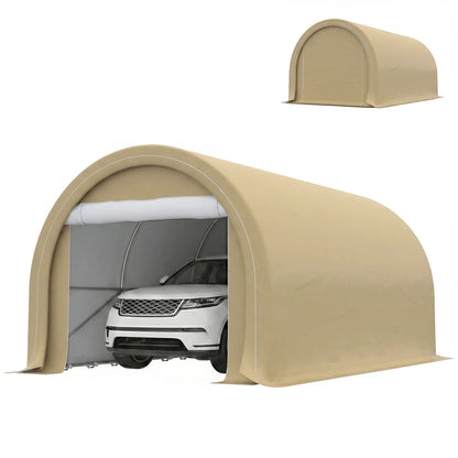 10' x 16' Heavy Duty Carport Tent, PE Cover, Beige Car Shelters at Gallery Canada