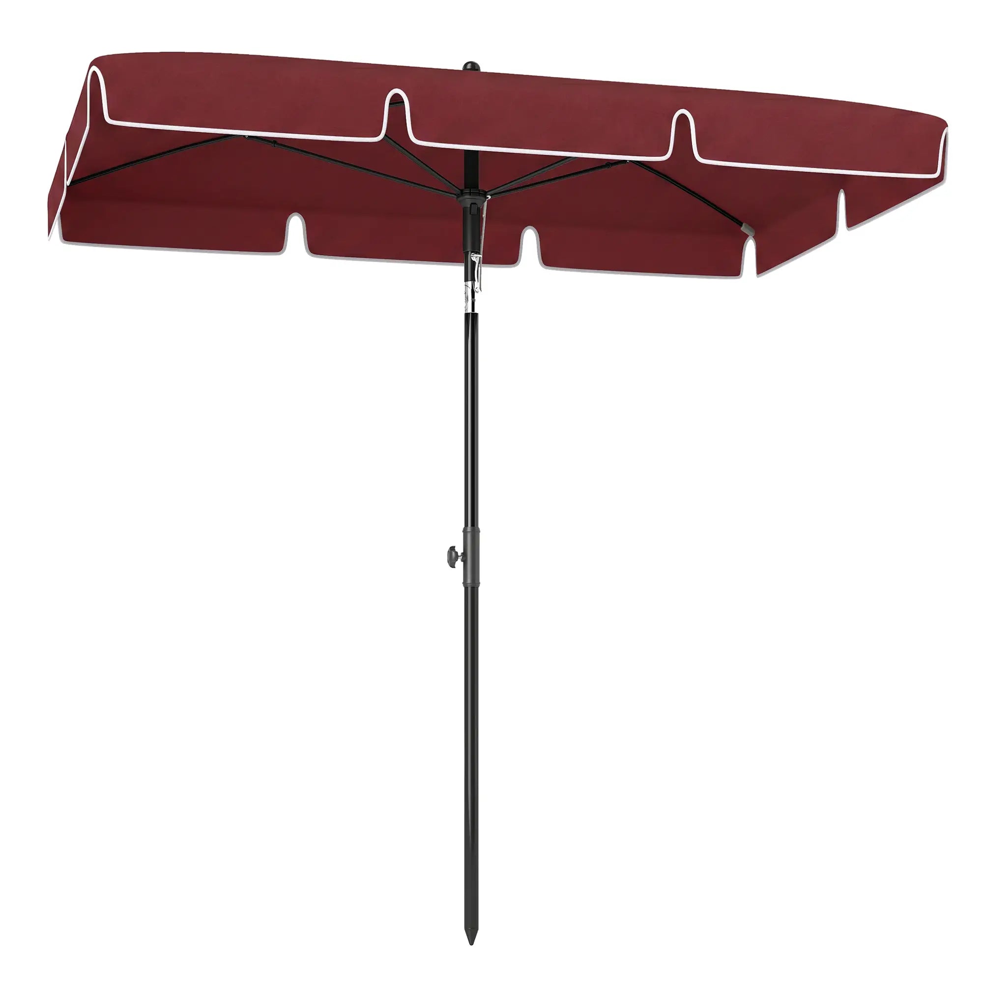 6.5x4ft Rectangle Patio Umbrella, Tilt Adjustable, Wine Red Sun Umbrellas at Gallery Canada