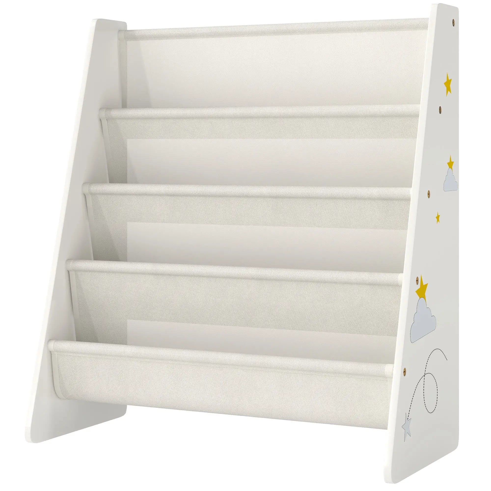 Fabric Kids Bookshelf, 4-Tier Toddler Sling Book Rack, White Baby & Kids Storage White, Cream White at Gallery Canada