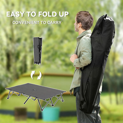 Two Person Folding Camping Cot, Portable Double Cot, 76", Dark Grey Camping Cots at Gallery Canada