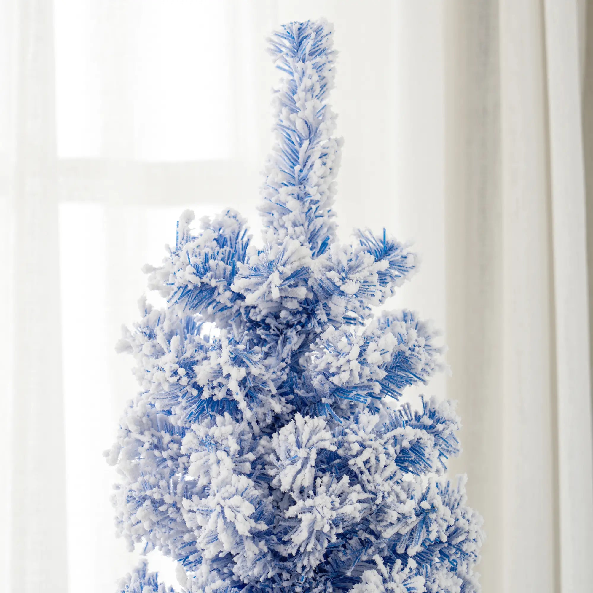 6ft Flocked Pencil Christmas Tree, Realistic Branch Tips, Blue Pencil Christmas Trees at Gallery Canada
