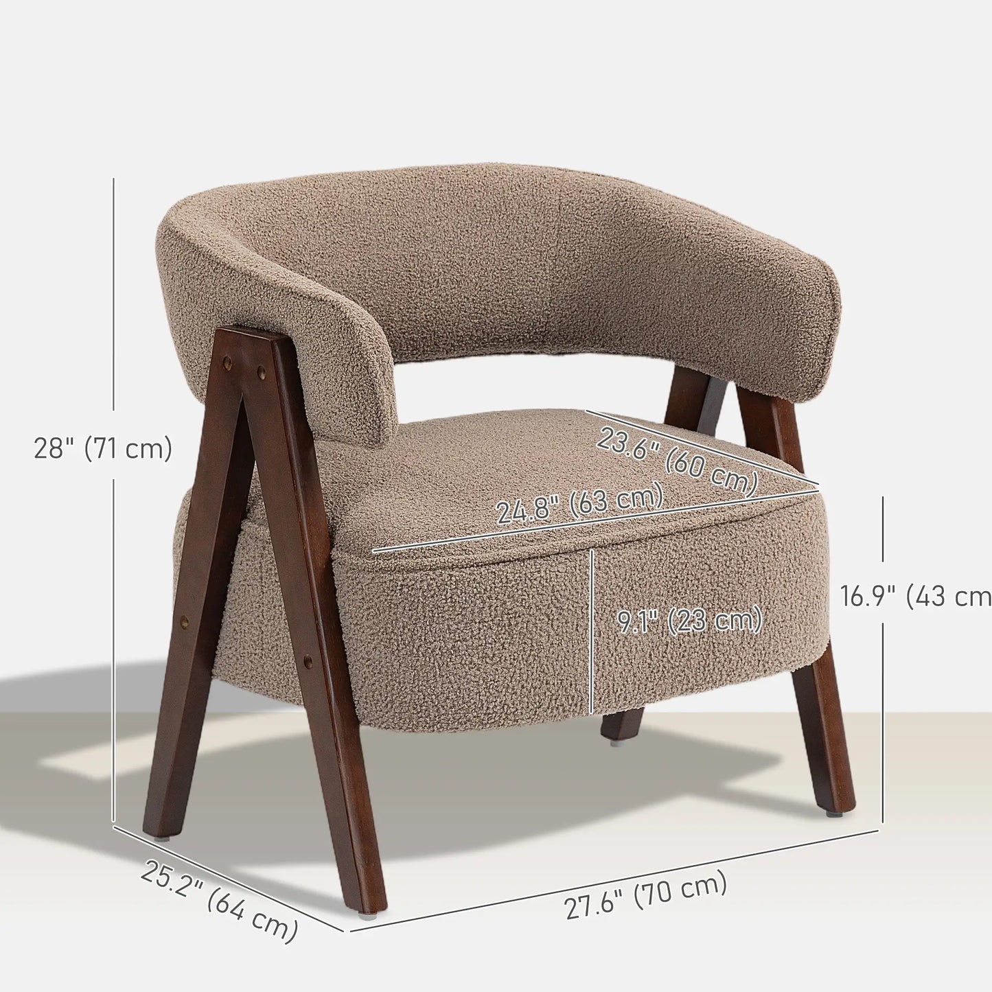 Sherpa Fleece Accent Chair, Upholstered Armchair, Light Brown Accent Chairs at Gallery Canada