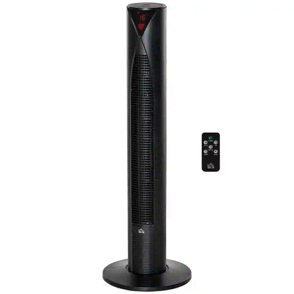 Freestanding Tower Fan, 3 Speed, 12h Timer, Oscillating, LED Panel, Remote, Black Tower Fans at Gallery Canada
