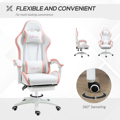Computer Gaming Chair, PU Leather, 135° Reclining Back, White Video Game Chairs at Gallery Canada