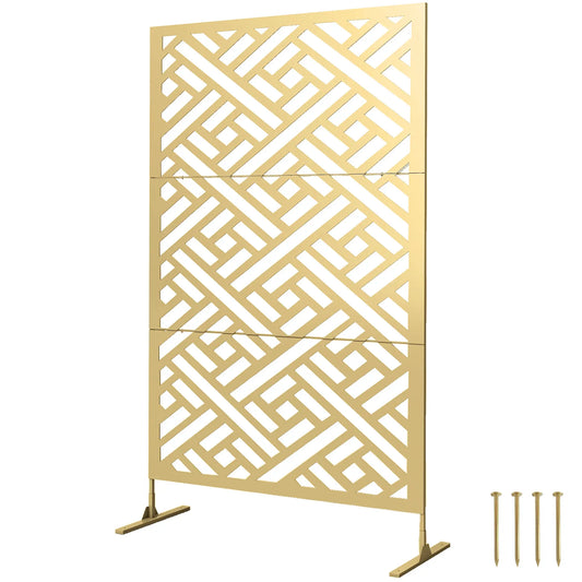 Metal Outdoor Privacy Screen, Freestanding Divider, 79" x 47", Gold Side Awnings Gold at Gallery Canada