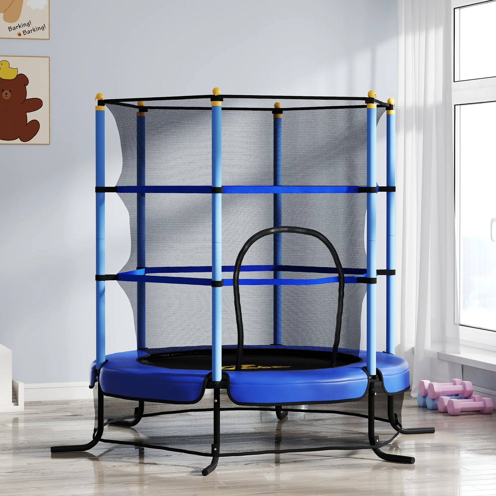 Kids Trampoline with Safety Net, 3-10 Years Old, Blue Trampolines at Gallery Canada