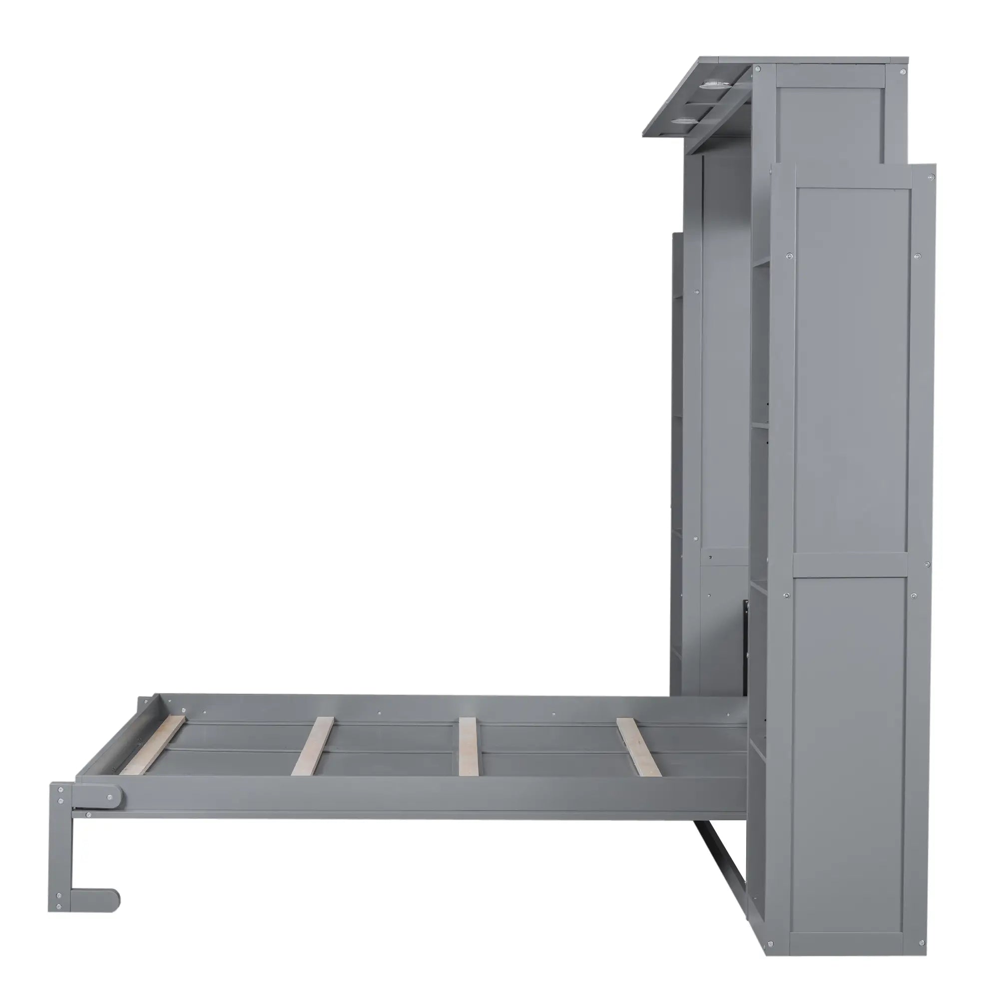 Murphy Bed with Shelves, LED Lights, 97.5