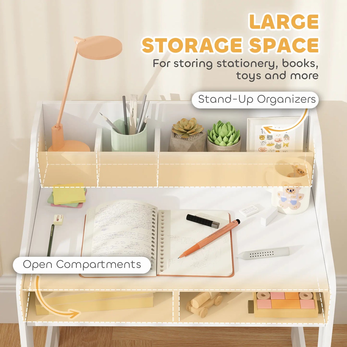 Kids Desk and Chair Set with Storage, 3-8 Years, White Kids Desk Sets at Gallery Canada