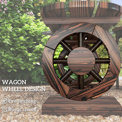 2-Person Outdoor Bench, Wood Garden Bench with Wagon Wheel Legs, Carbonized Outdoor Benches at Gallery Canada