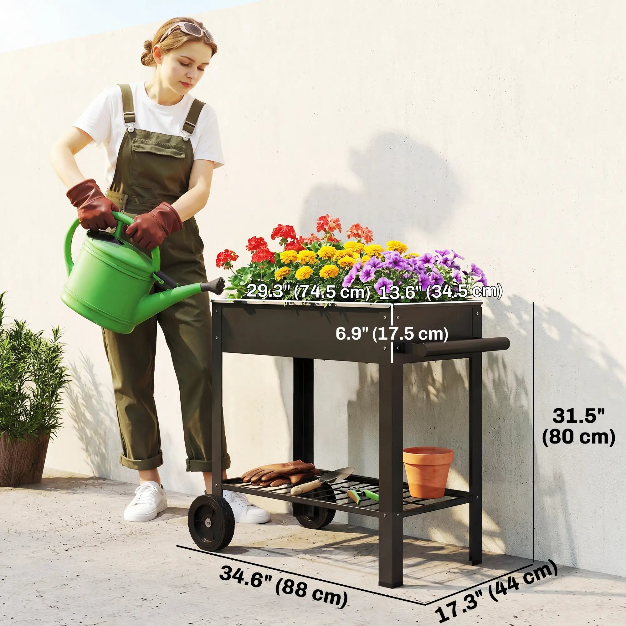Metal Raised Garden Bed, Elevated Planter Box, 31.5