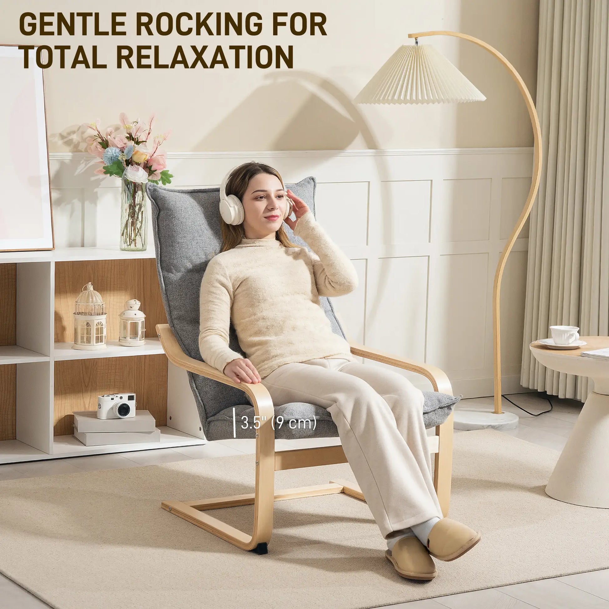 Modern Armchair, Upholstered Accent Chair, Curved Leg, Light Grey Accent Chairs at Gallery Canada