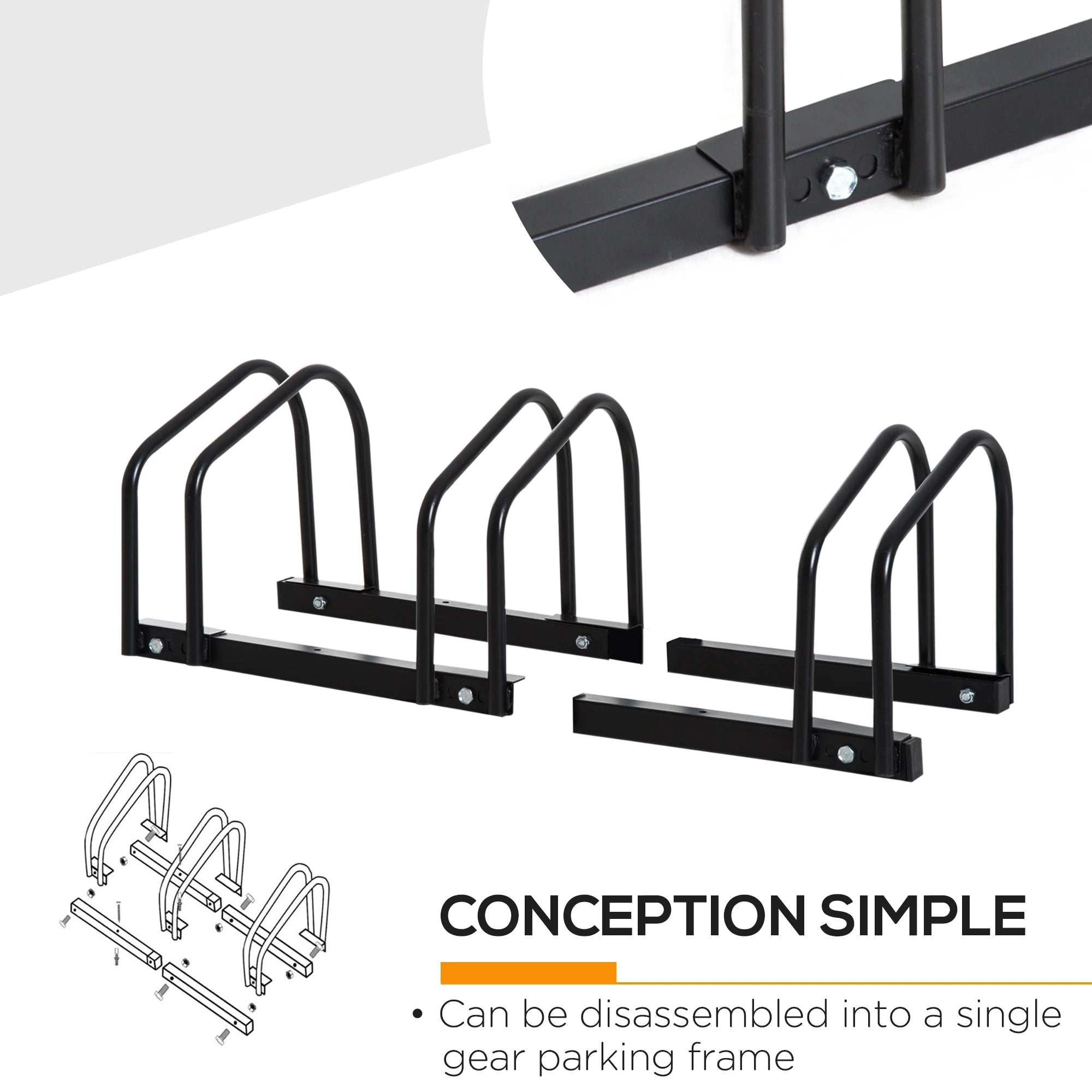 3-Bike Floor Parking Rack, Cycling Storage Stand, Black Bike Parking Stands at Gallery Canada