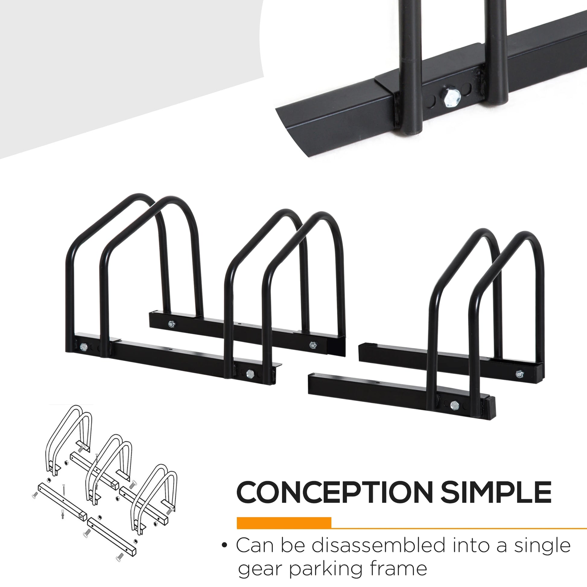 3-Bike Floor Parking Rack, Cycling Storage Stand, Black Bike Parking Stands at Gallery Canada