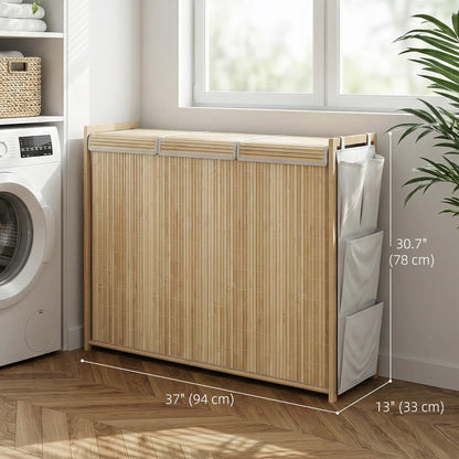 Bamboo Laundry Hamper with Removable Drawstring Bag and Side Storage Pockets, 47 Gal, Natural Bath Accessories at Gallery Canada