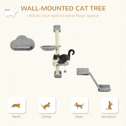 3PCs Cat Shelves, Hammock, Scratching Posts, Platforms, Grey Cat Climbing Wall at Gallery Canada