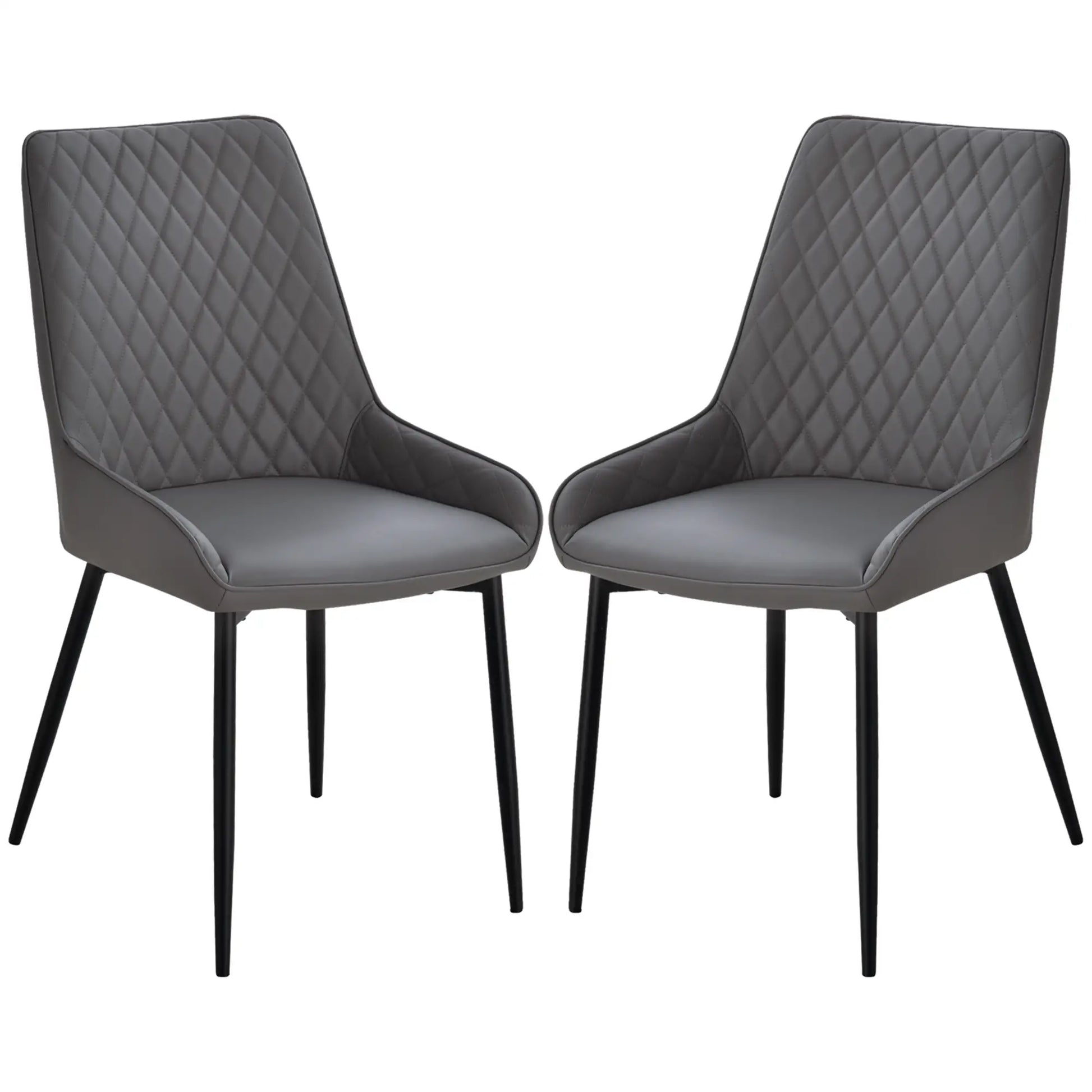 Modern Dining Chairs Set of 2, PU Leather, Metal Legs, Grey Bar Stools at Gallery Canada