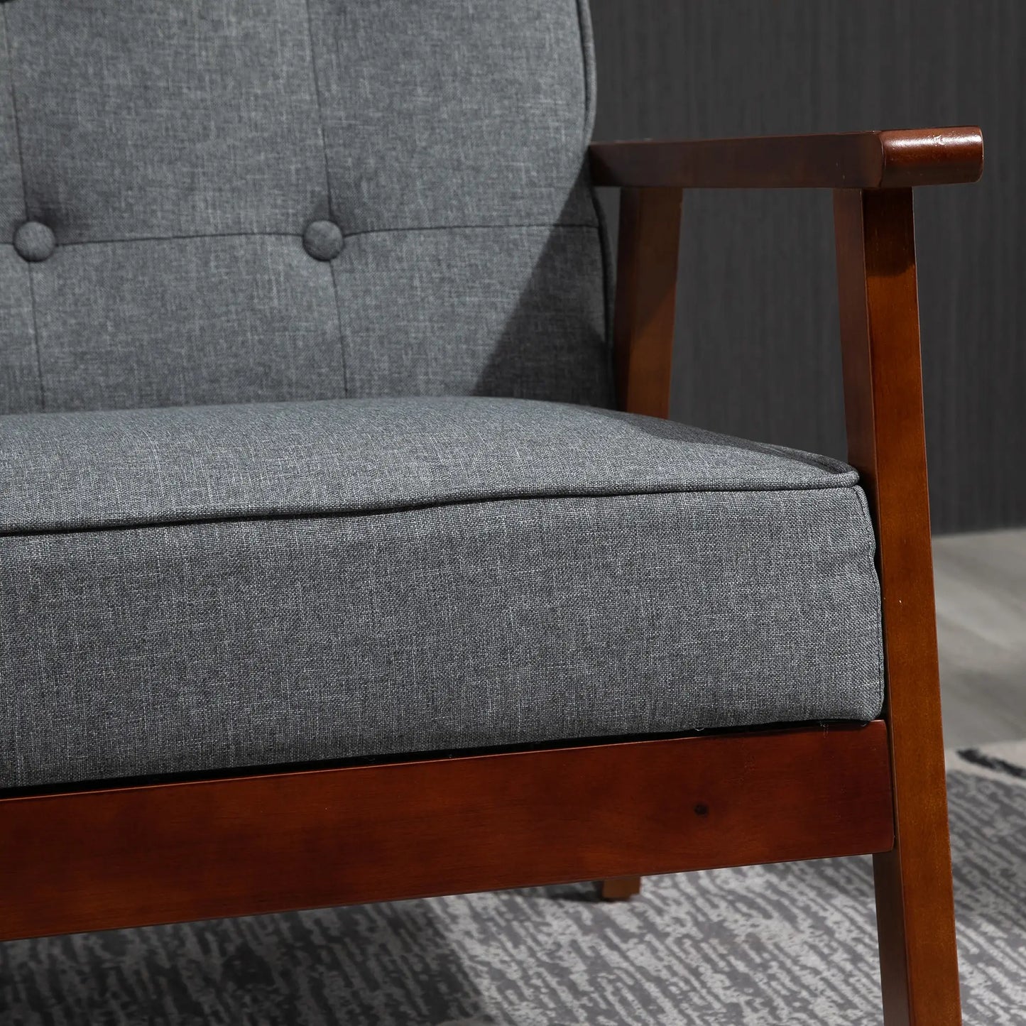 44.5" 2 Seat Sofa, Modern Upholstered Loveseat, Button Tufted Back, Wood Legs, Grey 2-Seater Sofas at Gallery Canada