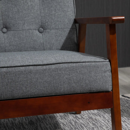 44.5" 2 Seat Sofa, Modern Upholstered Loveseat, Button Tufted Back, Wood Legs, Grey 2-Seater Sofas at Gallery Canada