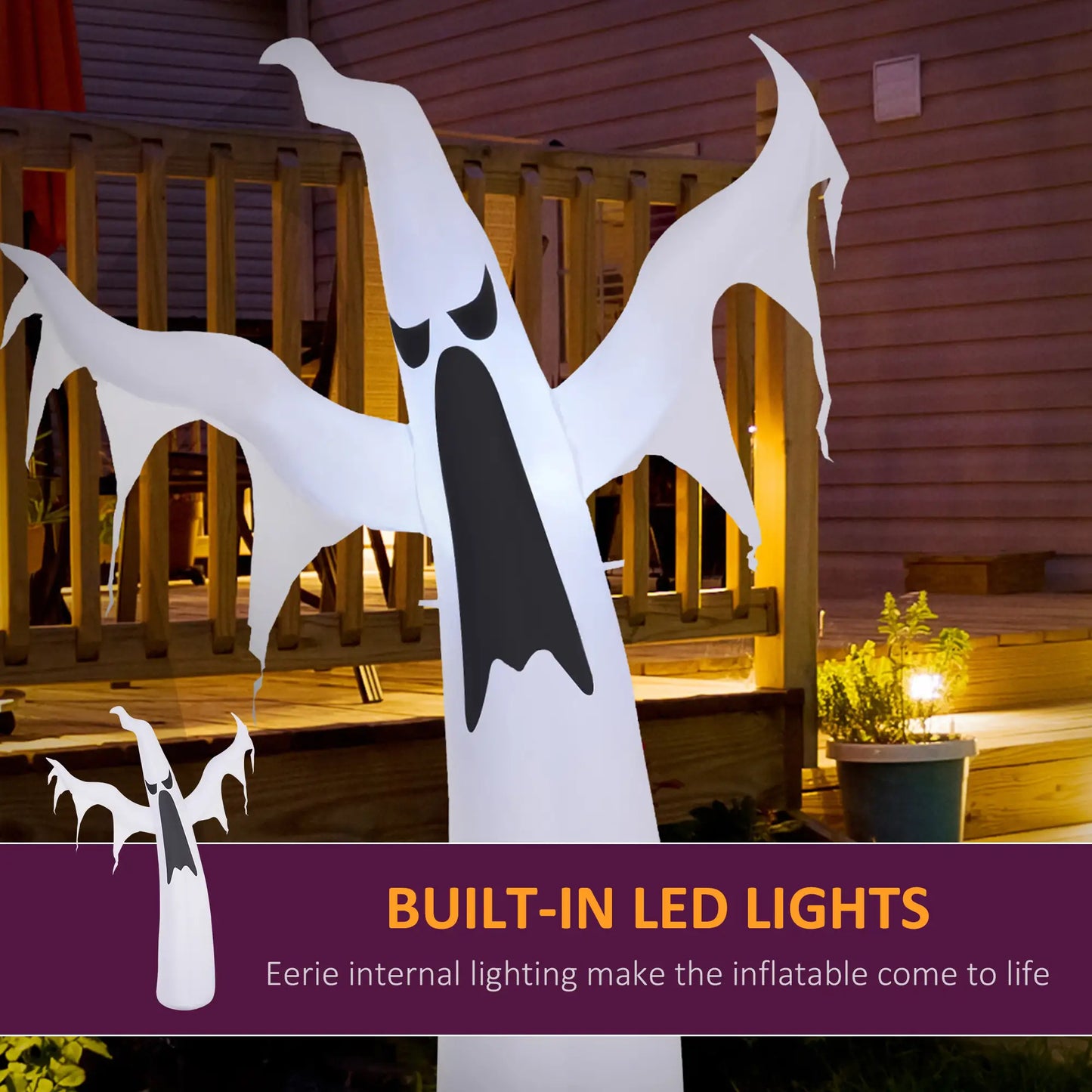 6FT Tall Halloween Inflatable Ghost, Outdoor Yard Decoration with LED Lights, White Halloween Decorations at Gallery Canada