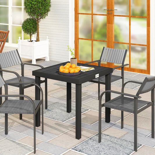 Square Aluminum Patio Dining Table for 4, Outdoor Garden, Black Patio Dinning Tables Black at Gallery Canada