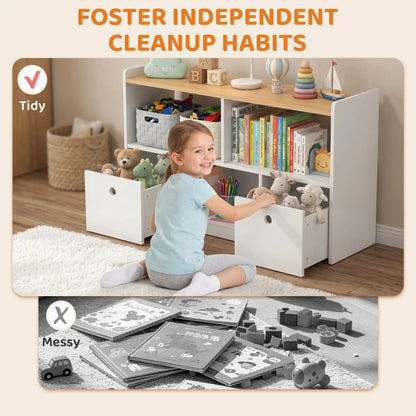 Toy Storage Organizer, 2 Drawers 3 Cubbies, White
