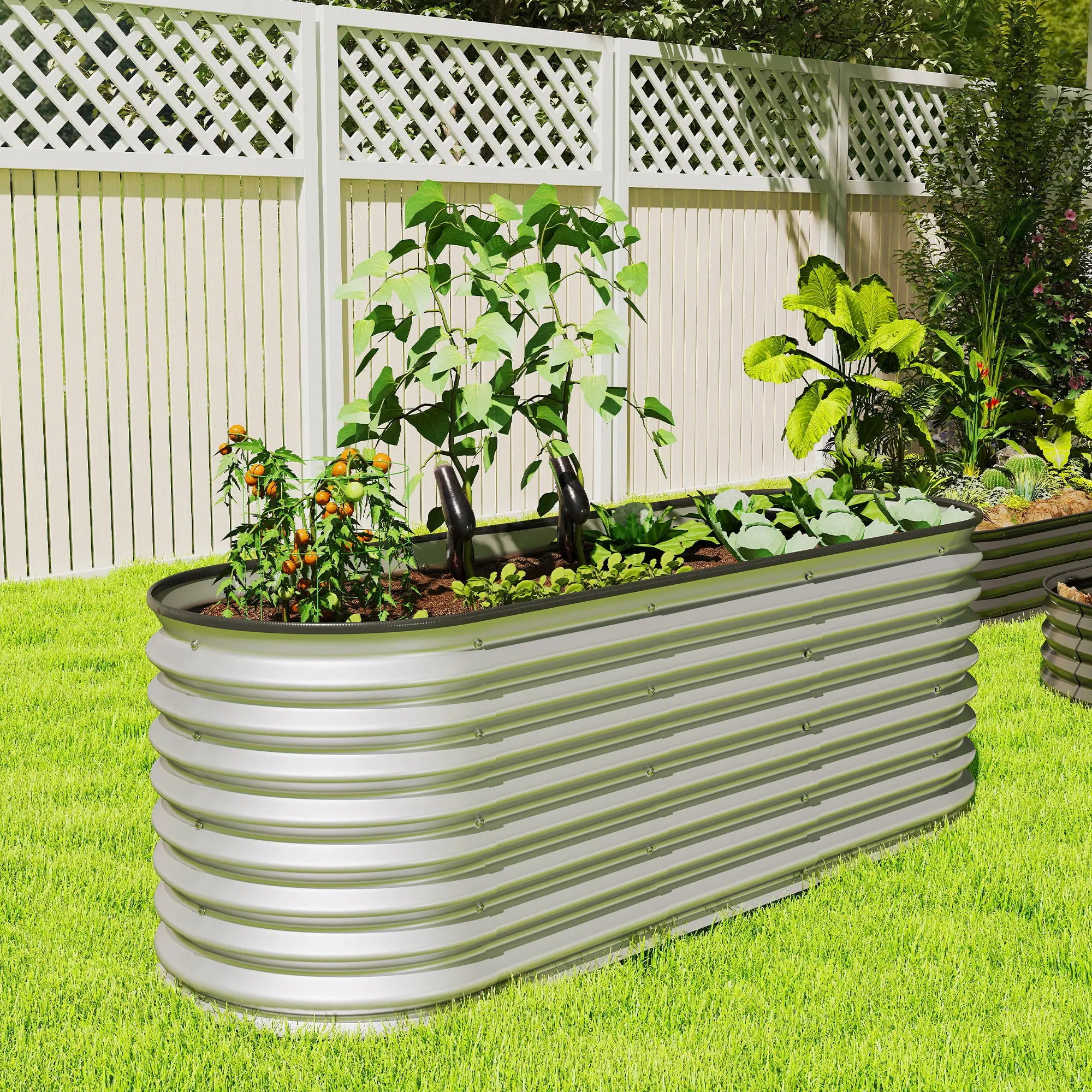 Galvanized Raised Garden Bed, 6X2X2 Ft, Silver Galvanized Planter Boxes at Gallery Canada