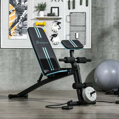 Foldable Adjustable Press Bench, Weight Training Gym Chair, Black & Blue Weight Benches at Gallery Canada
