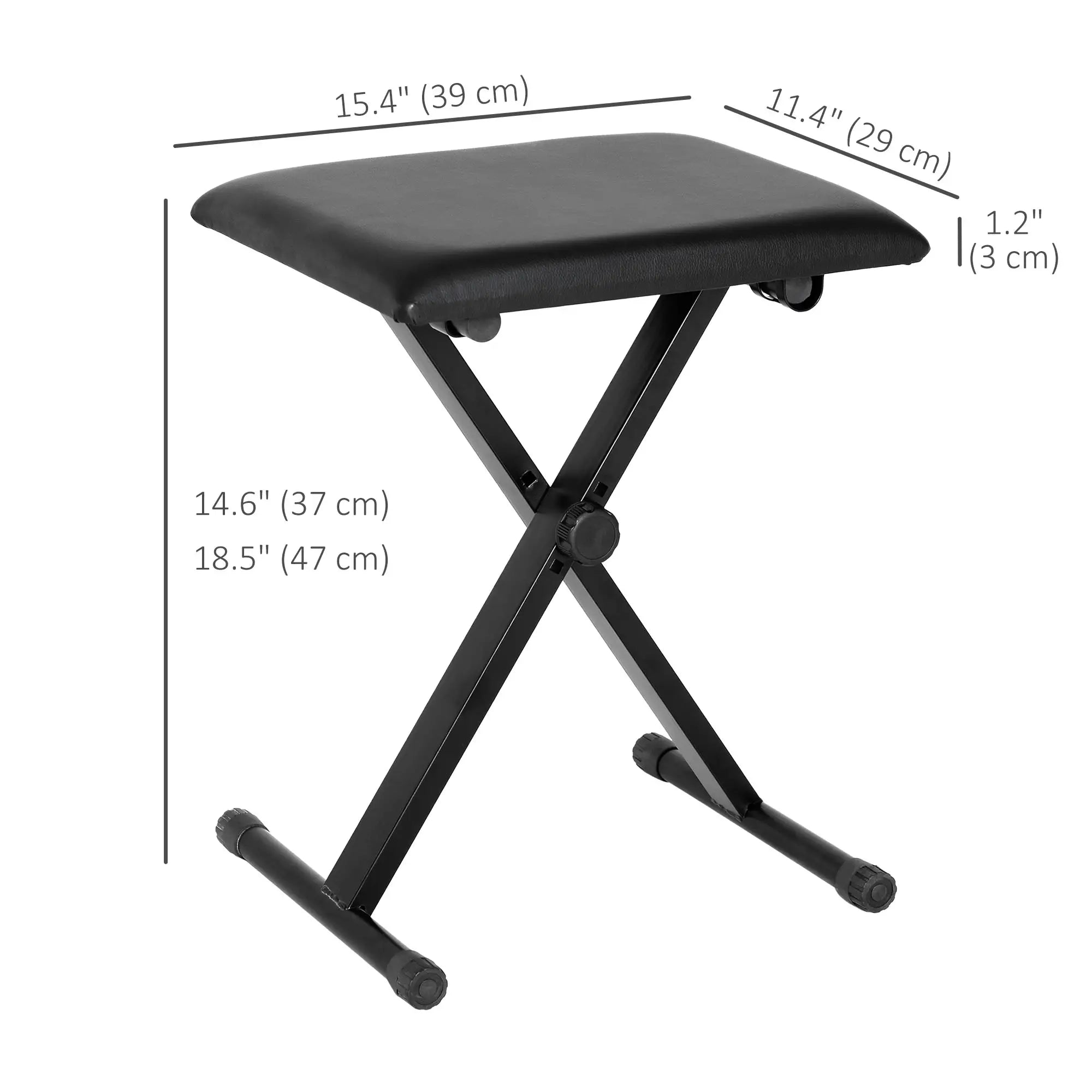 Adjustable Piano Bench, X-Style Folding Stool, Padded Seat, Black Piano Benches at Gallery Canada