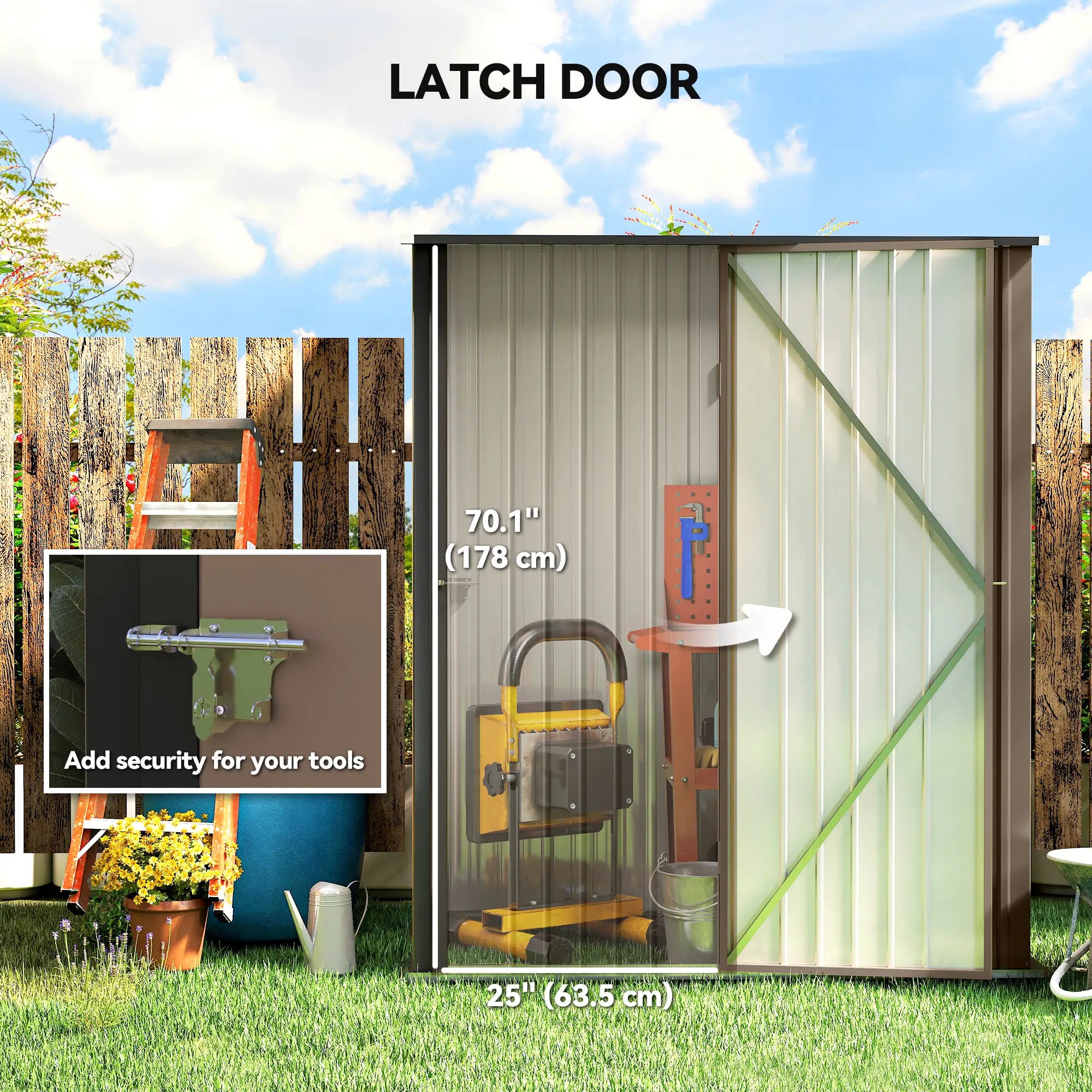 5' x 3' Outdoor Storage Shed, Steel Garden Shed, Lockable Door, Brown Sheds at Gallery Canada