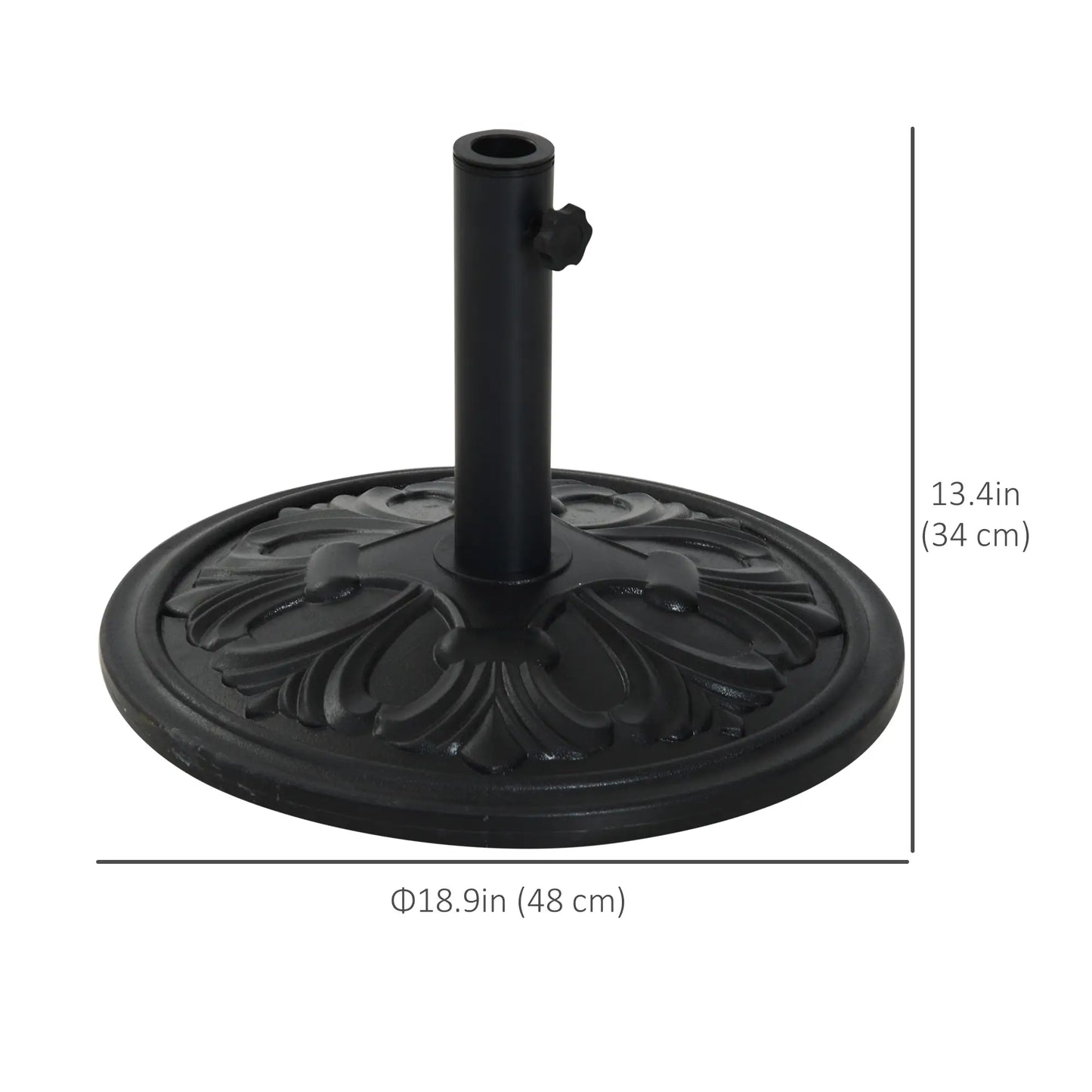 29lbs Heavy Duty Umbrella Base, 19" Round Parasol Stand, HDPE Cement, Black Umbrella Bases at Gallery Canada