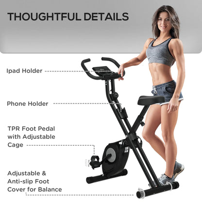 Foldable Exercise Bike, 8-Level Magnetic Resistance, LCD Screen, Phone Holder, Black Exercise & Stationary Bikes at Gallery Canada