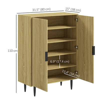 5-Tier Shoe Cabinet, Adjustable Shelves, 15 Pair Storage, Oak Shoe Storage Cabinets & Racks at Gallery Canada