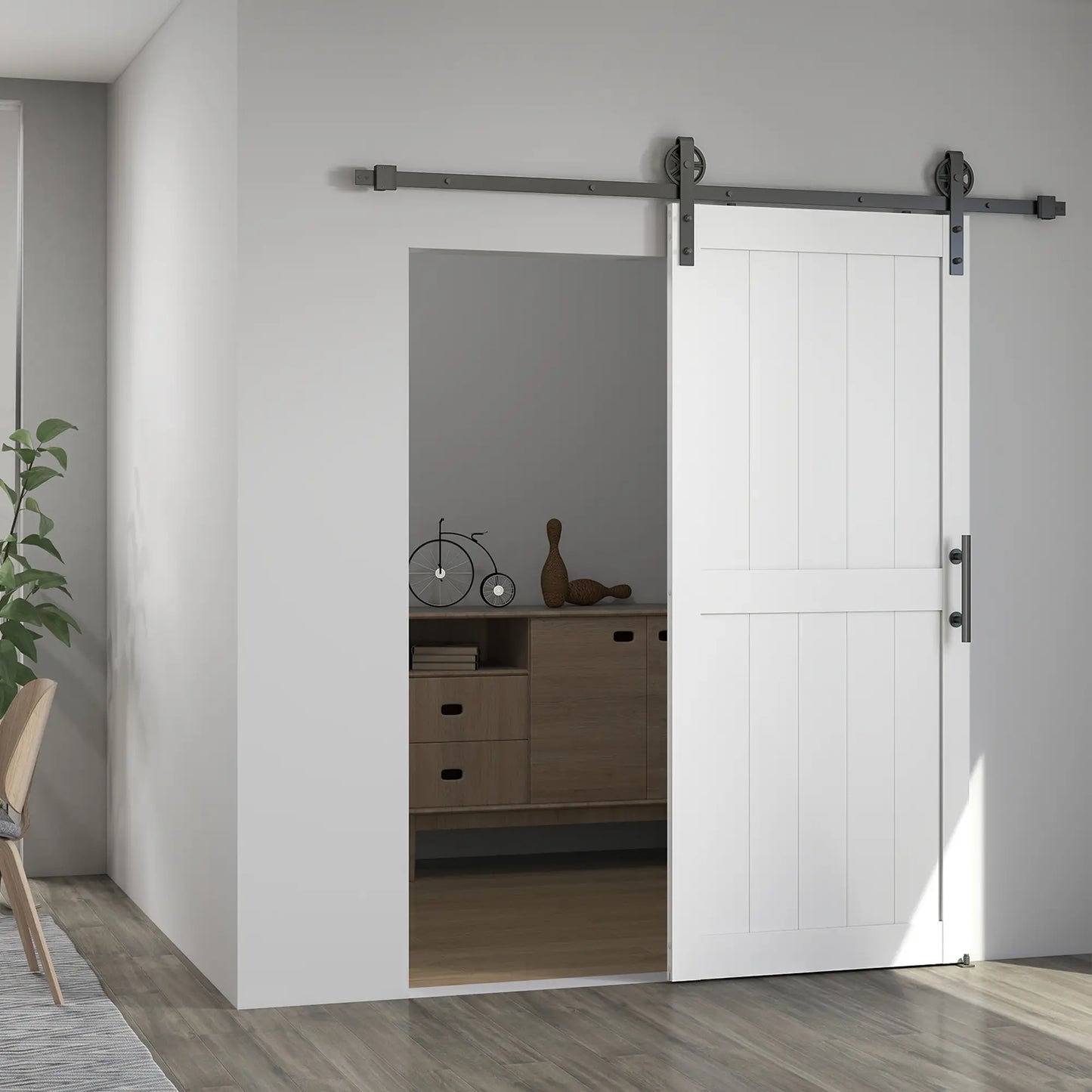 32inx84in Barn Door, Sliding Hardware Kit, Upgraded Rollers, White Door Hardware at Gallery Canada