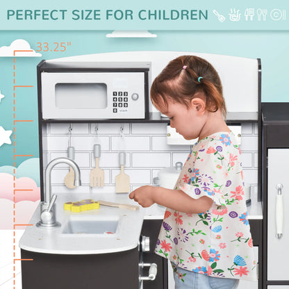 Kids Kitchen Play Set, Drinking Fountain, Microwave, Dark Brown Play Kitchen at Gallery Canada