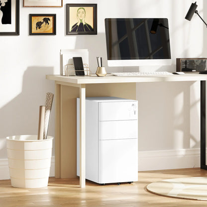 3 Drawer Filing Cabinet, Lockable Steel Office Storage, White Office Cabinets & Cupboards at Gallery Canada