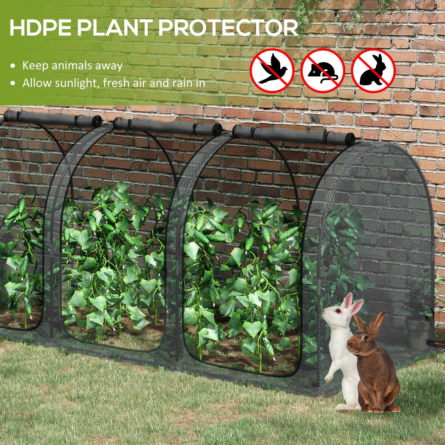 9' x 4' Crop Cage, Garden Plant Protector, 3 Zippered Doors, 4 Stakes, Black Mini Greenhouses at Gallery Canada