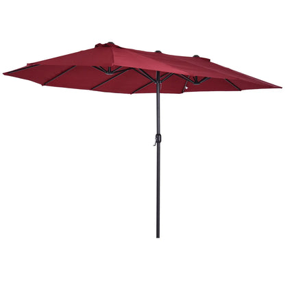 15ft Double-Sided Patio Umbrella, Twin Canopy, Wine Red, Red Sun Umbrellas at Gallery Canada