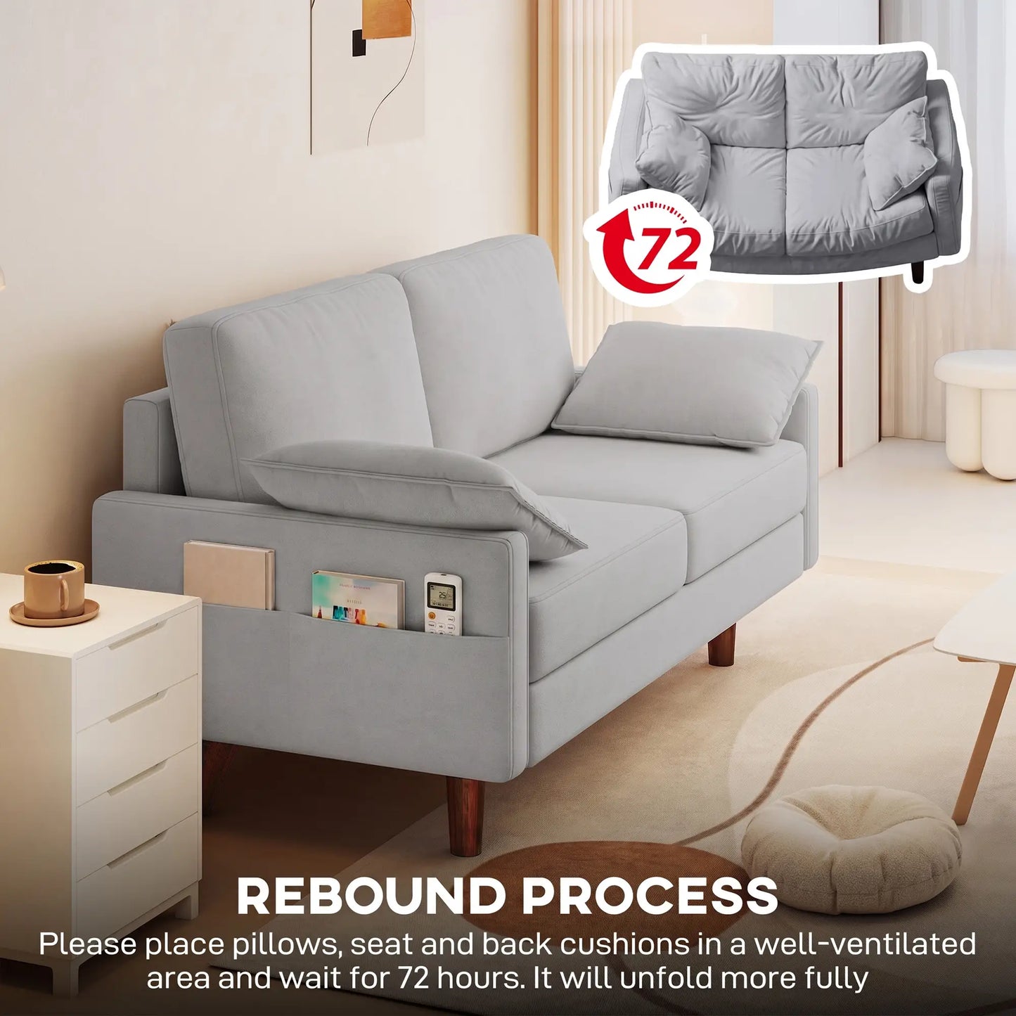 3 Seater Velvet Sofa, Spring Cushions, Rubber Wood Legs, Grey 3-Seater Sofas at Gallery Canada