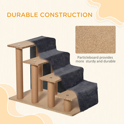 4-Step Dog Ramp for Sofa, Bed, Couch, Removable Cover, Dark Grey Dog Stairs at Gallery Canada