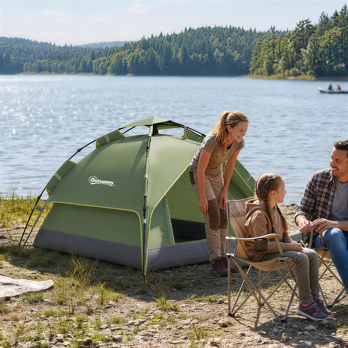 3 Person Camping Tent, 1000mm Waterproof, Dark Green Camping Tents at Gallery Canada