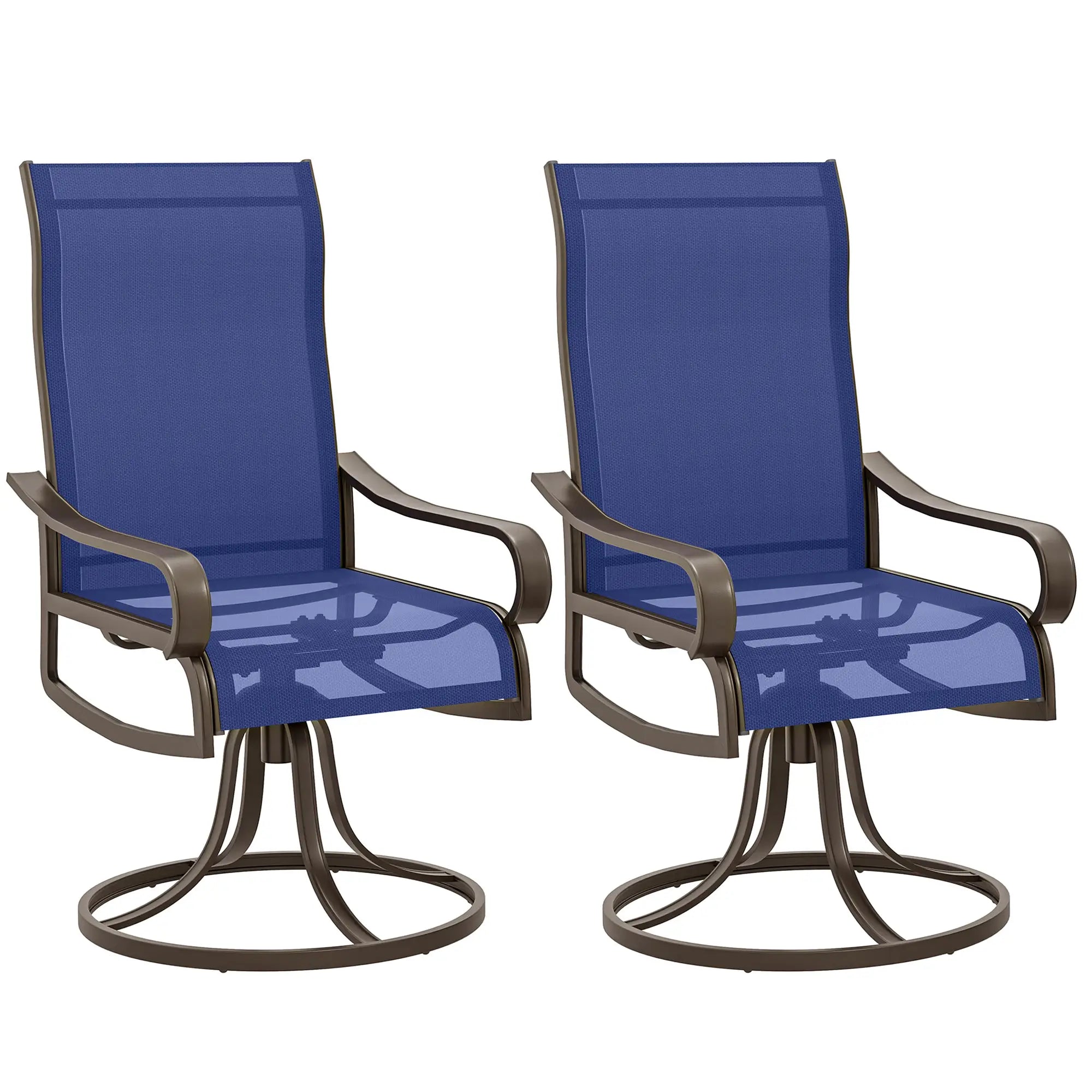 Swivel Rocking Outdoor Chairs, Set of 2, Breathable Mesh, Navy Blue Bistro Sets Navy Blue, Brown at Gallery Canada