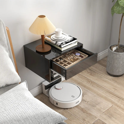 Floating Bedside Tables, Wall-Mounted Nightstand, High Gloss Black Bedside Tables at Gallery Canada