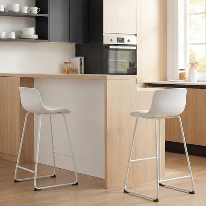 Modern Bar Stools Set of 2, PU Leather, Counter Height, White Bar Stools at Gallery Canada