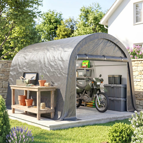 10' x 10' Outdoor Storage Tent, Heavy Duty Waterproof, Light Grey