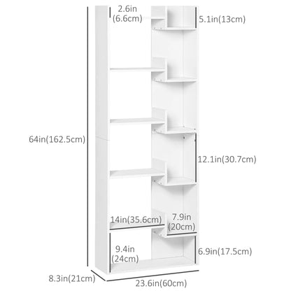 6-Tier Tall Bookcase, Modern Storage Bookshelf, White Display Bookshelves at Gallery Canada