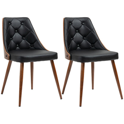 Dining Chairs Set of 2, PU Leather Upholstered, Steel Legs, Black Bar Stools Black, Walnut Brown at Gallery Canada